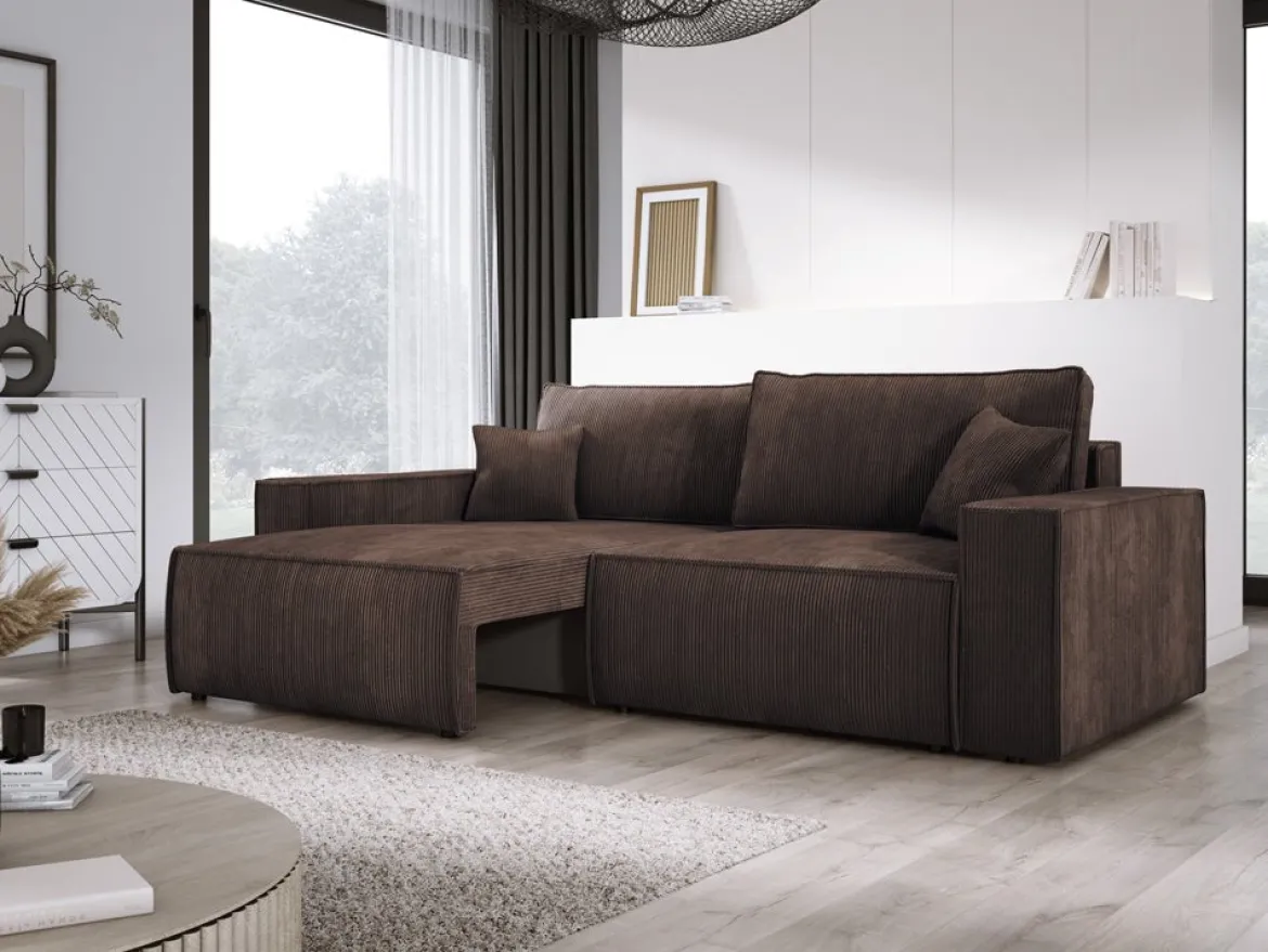 Designer Sofa Velanova 3 Sitzer Cord mit Schlaf- und Klappfunktion