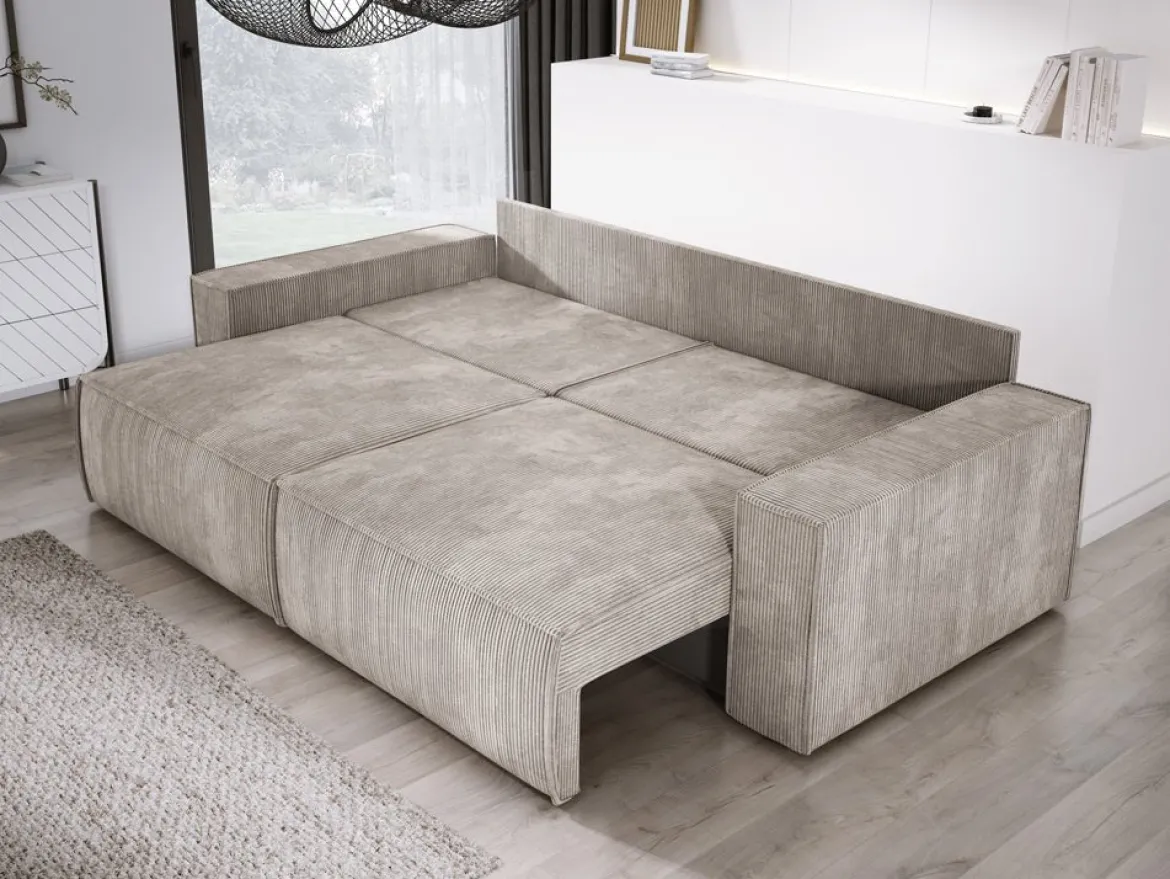 Designer Sofa Velanova 3 Sitzer Cord mit Schlaf- und Klappfunktion