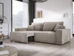 Designer Sofa Velanova 3 Sitzer Cord mit Schlaf- und Klappfunktion