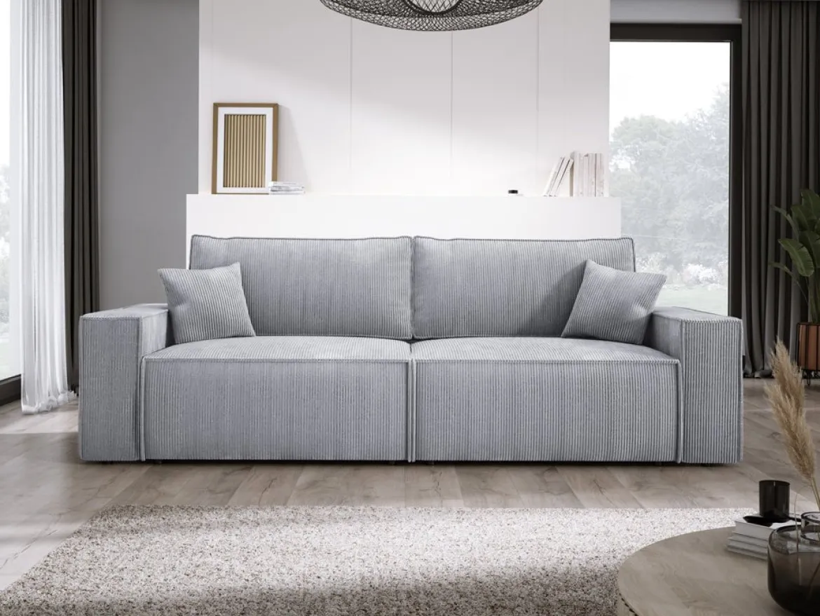 Designer Sofa Velanova 3 Sitzer Cord mit Schlaf- und Klappfunktion