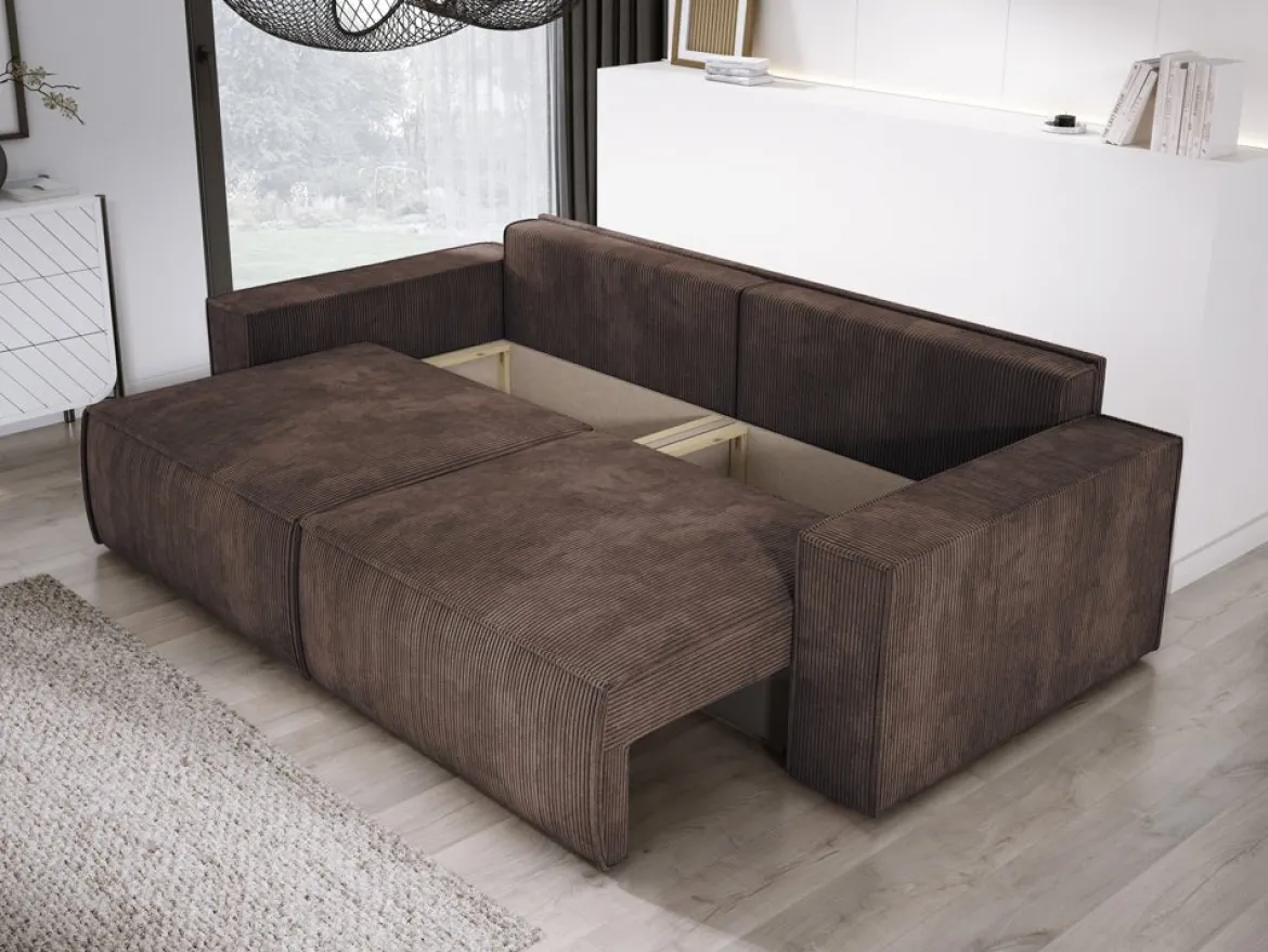 Designer Sofa Velanova 3 Sitzer Cord mit Schlaf- und Klappfunktion