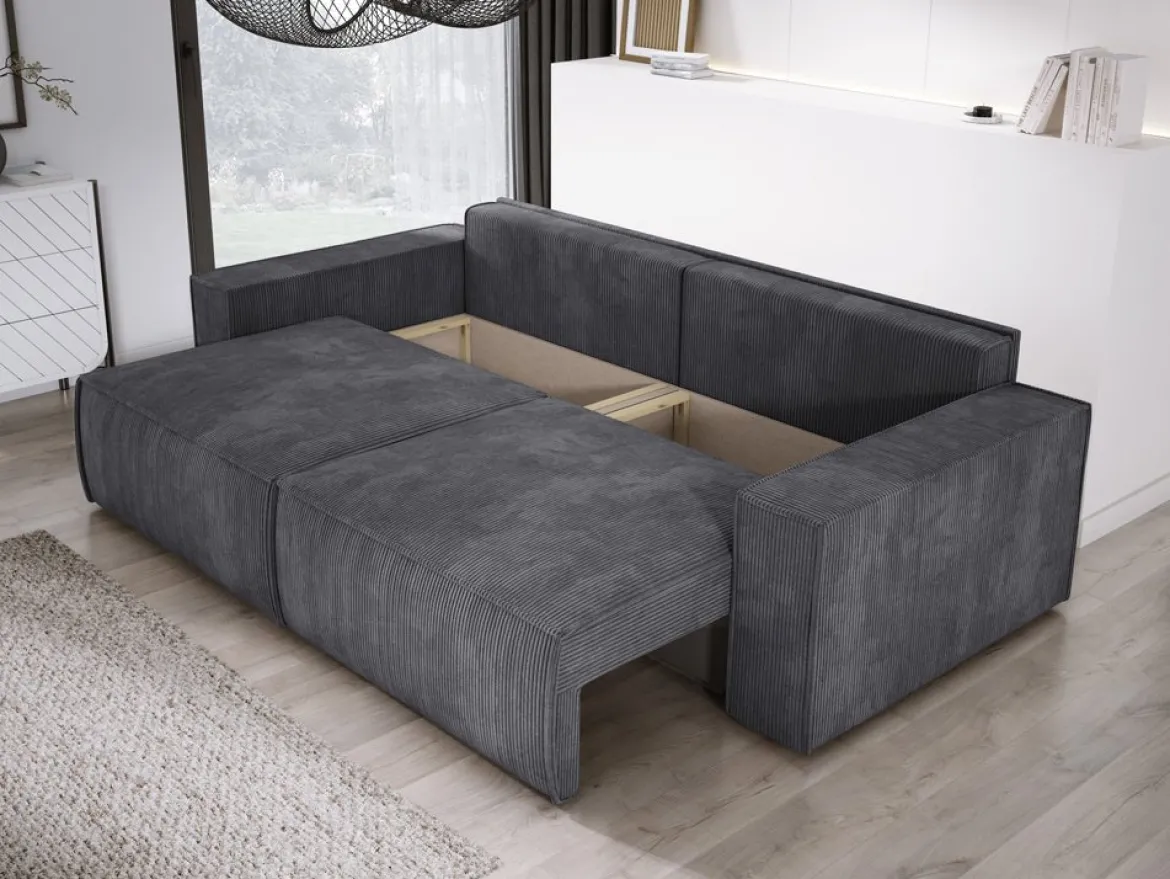 Designer Sofa Velanova 3 Sitzer Cord mit Schlaf- und Klappfunktion