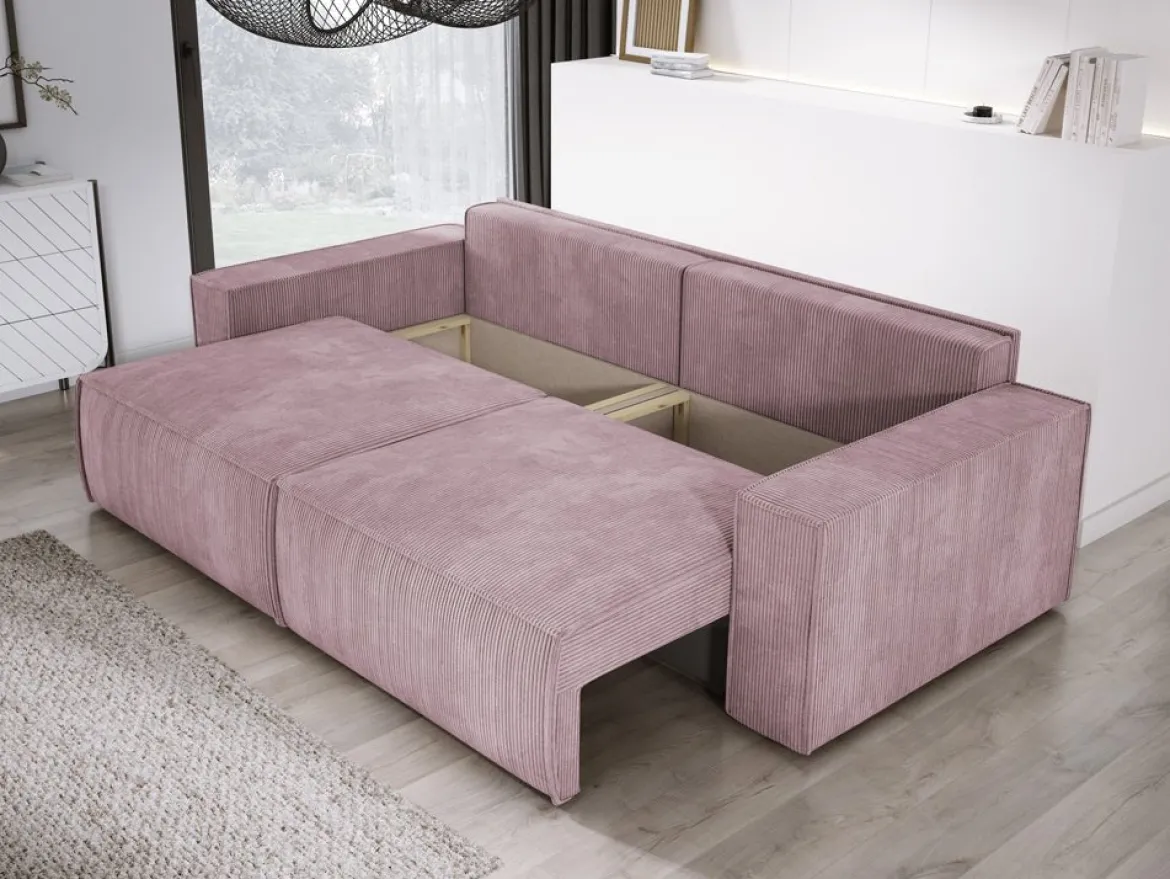 Designer Sofa Velanova 3 Sitzer Cord mit Schlaf- und Klappfunktion