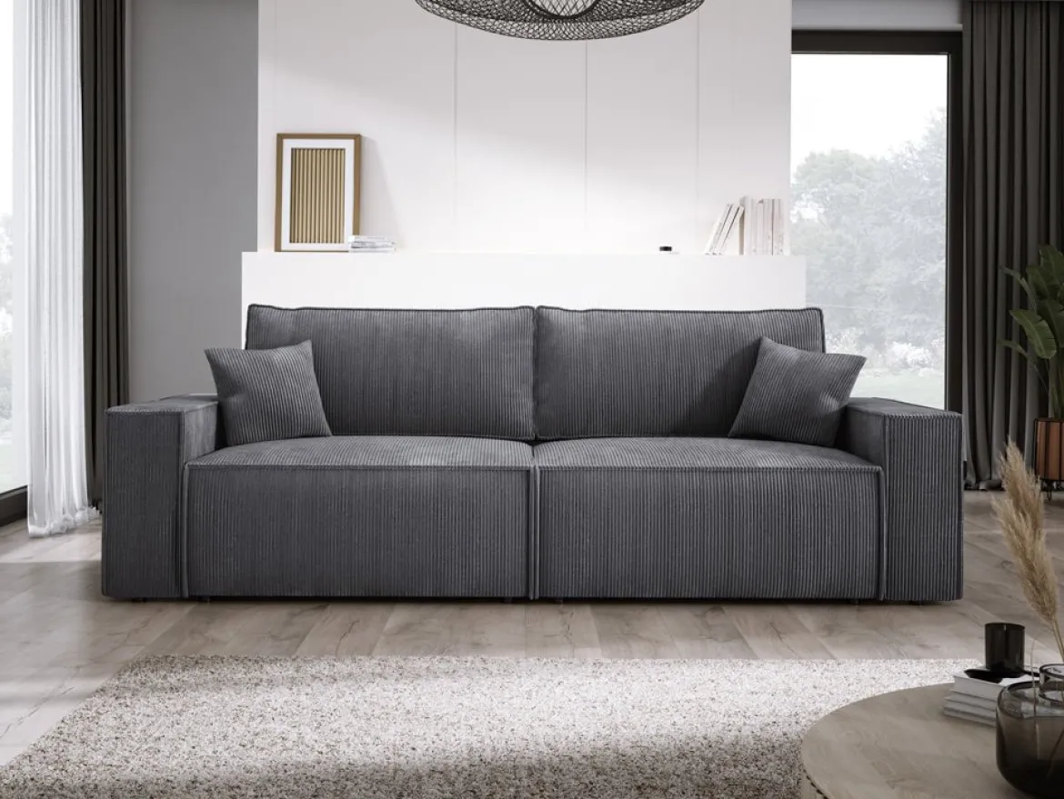 Designer Sofa Velanova 3 Sitzer Cord mit Schlaf- und Klappfunktion