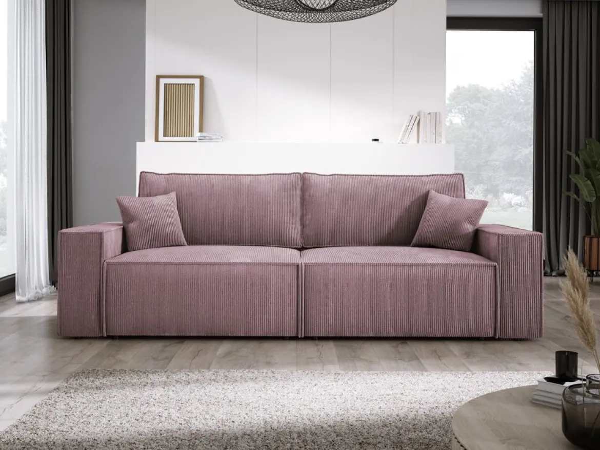 Designer Sofa Velanova 3 Sitzer Cord mit Schlaf- und Klappfunktion