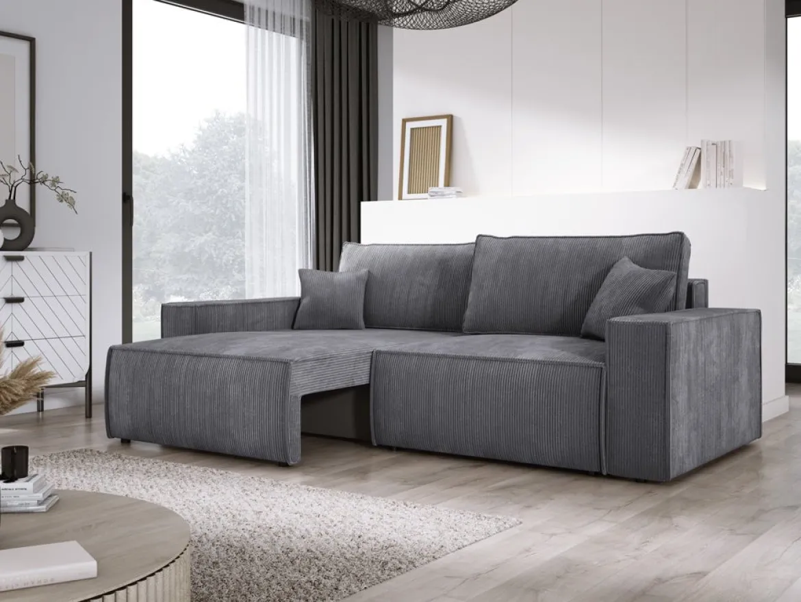 Designer Sofa Velanova 3 Sitzer Cord mit Schlaf- und Klappfunktion