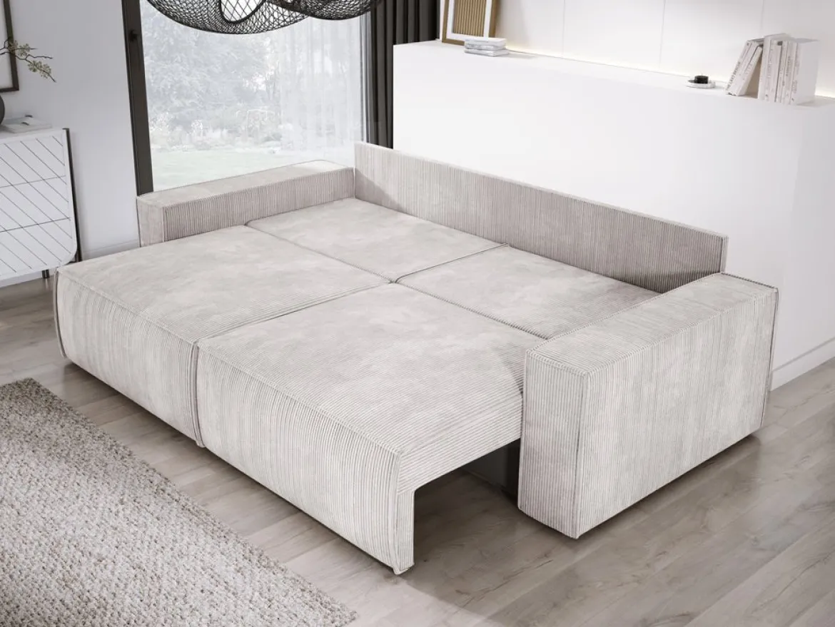 Designer Sofa Velanova 3 Sitzer Cord mit Schlaf- und Klappfunktion
