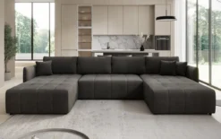 Designer Sofa Velaro U mit Schlaf- und Klappfunktion in Samt