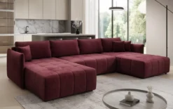 Designer Sofa Velaro U mit Schlaf- und Klappfunktion in Samt