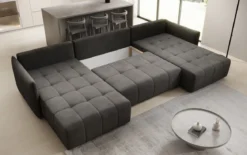 Designer Sofa Velaro U mit Schlaf- und Klappfunktion in Samt