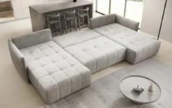 Designer Sofa Velaro U mit Schlaf- und Klappfunktion in Samt