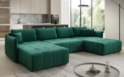 Designer Sofa Velaro U mit Schlaf- und Klappfunktion in Samt