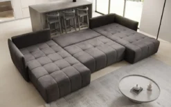 Designer Sofa Velaro U mit Schlaf- und Klappfunktion in Samt