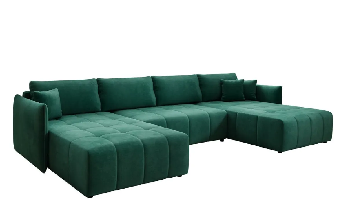 Designer Sofa Velaro U mit Schlaf- und Klappfunktion in Samt