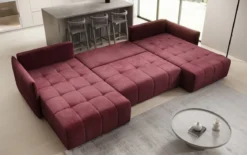 Designer Sofa Velaro U mit Schlaf- und Klappfunktion in Samt