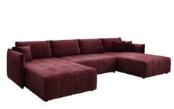 Designer Sofa Velaro U mit Schlaf- und Klappfunktion in Samt