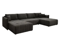 Designer Sofa Velaro U mit Schlaf- und Klappfunktion in Samt