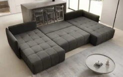 Designer Sofa Velaro U mit Schlaf- und Klappfunktion in Samt
