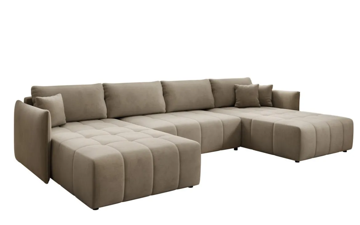Designer Sofa Velaro U mit Schlaf- und Klappfunktion in Samt