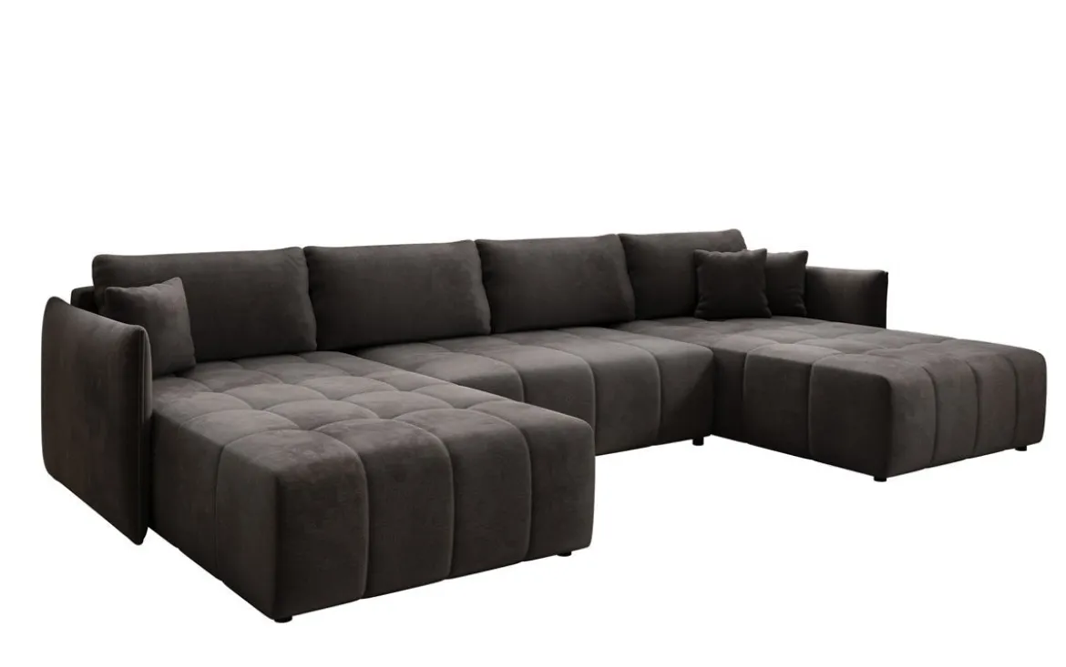 Designer Sofa Velaro U mit Schlaf- und Klappfunktion in Samt