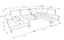 Designer Sofa Verila U mit Schlaf- und Klappfunktion