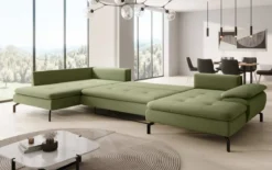 Designer Sofa Verila U mit Schlaf- und Klappfunktion