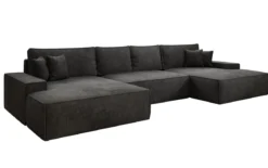 Designer Sofa Verona U mit breiter Ottomane mit Schlaffunktion und Stauraum in Cord