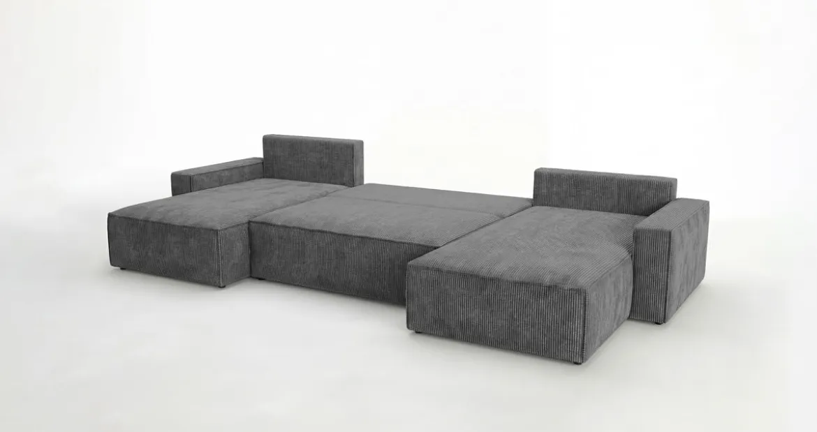 Designer Sofa Vienna U mit Schlaffunktion und Stauraum in Cord