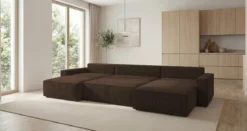 Designer Sofa Vienna U mit Schlaffunktion und Stauraum in Cord