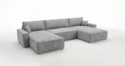 Designer Sofa Vienna U mit Schlaffunktion und Stauraum in Cord