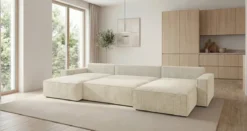 Designer Sofa Vienna U mit Schlaffunktion und Stauraum in Cord