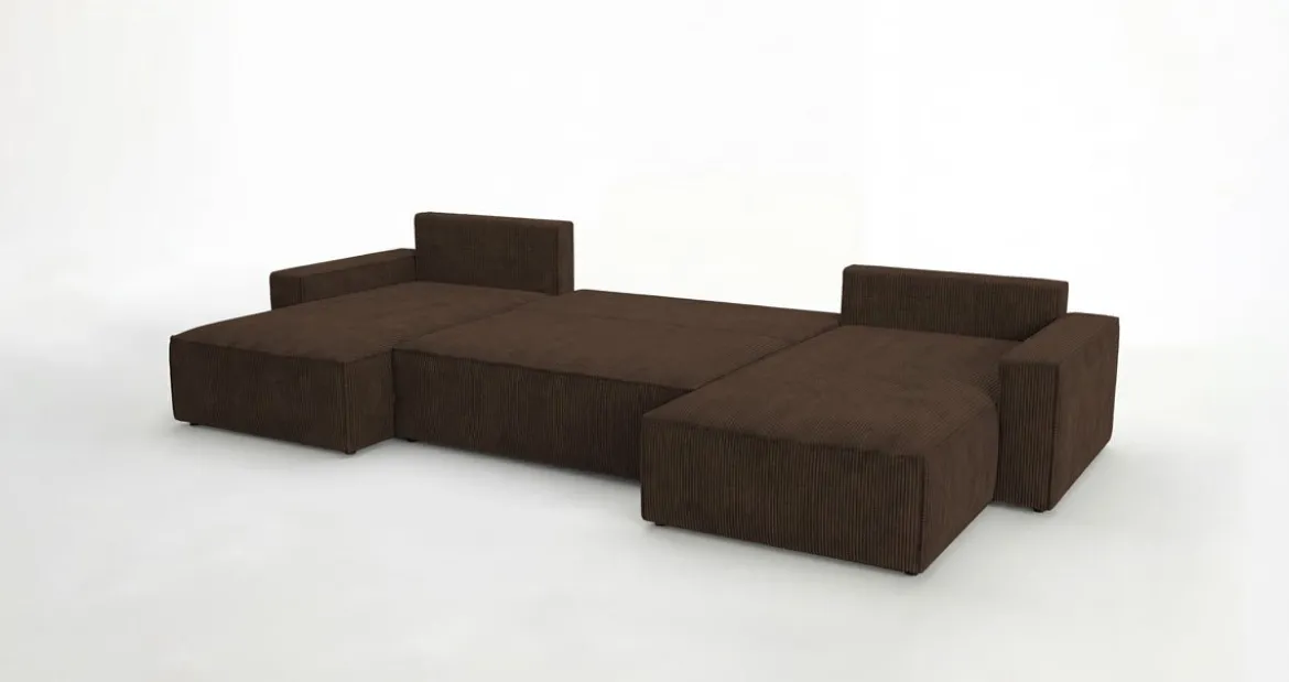 Designer Sofa Vienna U mit Schlaffunktion und Stauraum in Cord