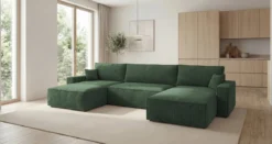 Designer Sofa Vienna U mit Schlaffunktion und Stauraum in Cord