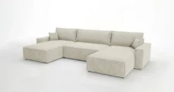 Designer Sofa Vienna U mit Schlaffunktion und Stauraum in Cord