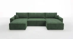 Designer Sofa Vienna U mit Schlaffunktion und Stauraum in Cord