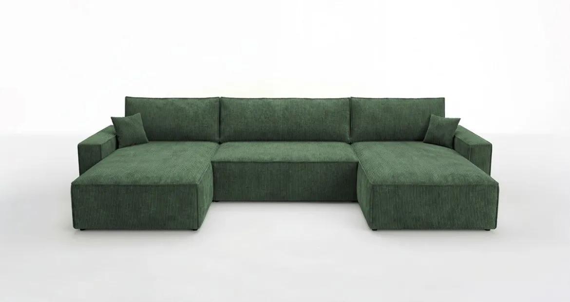 Designer Sofa Vienna U mit Schlaffunktion und Stauraum in Cord