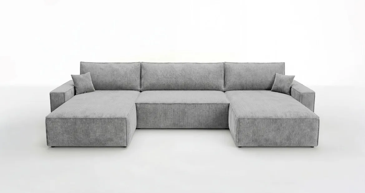 Designer Sofa Vienna U mit Schlaffunktion und Stauraum in Cord