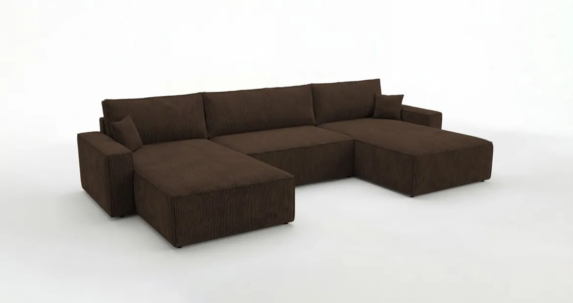Designer Sofa Vienna U mit Schlaffunktion und Stauraum in Cord