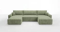 Designer Sofa Vienna U mit Schlaffunktion und Stauraum in Cord