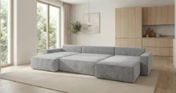 Designer Sofa Vienna U mit Schlaffunktion und Stauraum in Cord