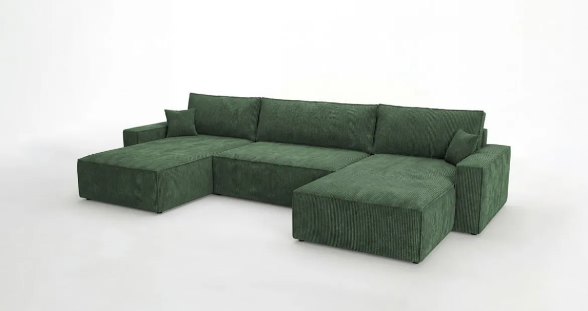 Designer Sofa Vienna U mit Schlaffunktion und Stauraum in Cord