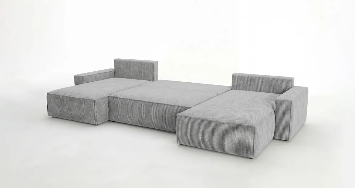 Designer Sofa Vienna U mit Schlaffunktion und Stauraum in Cord