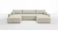 Designer Sofa Vienna U mit Schlaffunktion und Stauraum in Cord