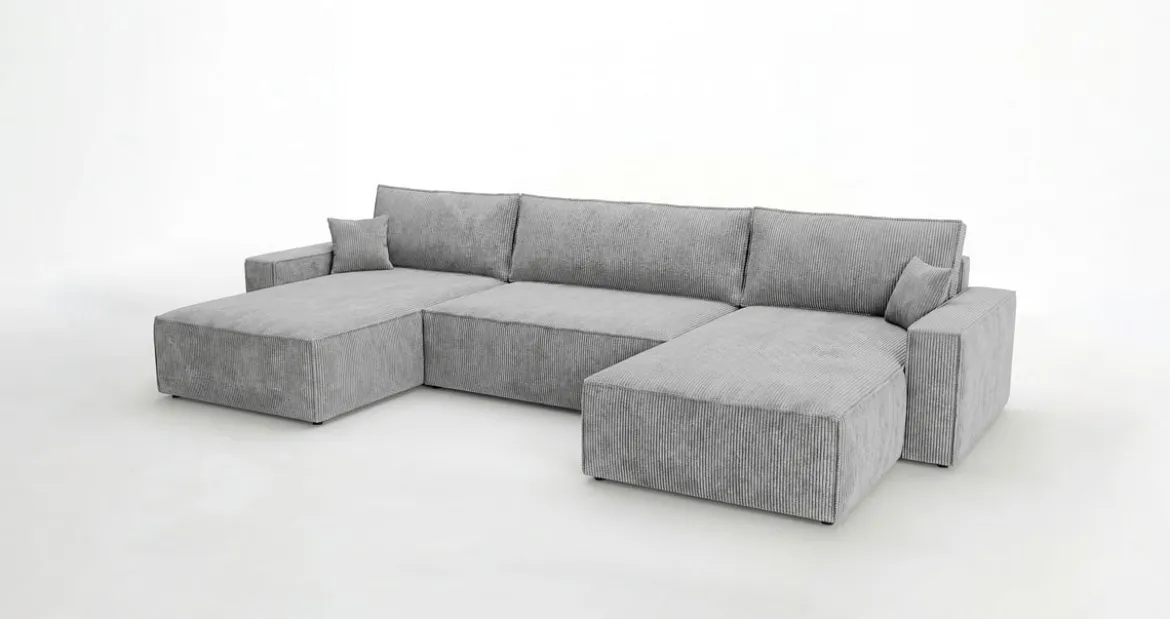 Designer Sofa Vienna U mit Schlaffunktion und Stauraum in Cord