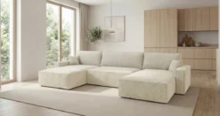 Designer Sofa Vienna U mit Schlaffunktion und Stauraum in Cord