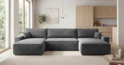 Designer Sofa Vienna U mit Schlaffunktion und Stauraum in Cord