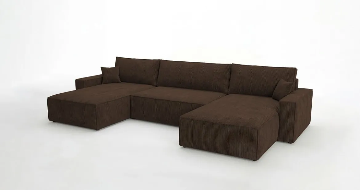 Designer Sofa Vienna U mit Schlaffunktion und Stauraum in Cord