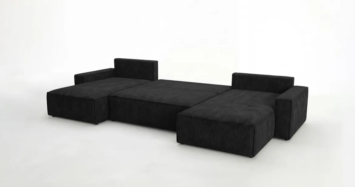 Designer Sofa Vienna U mit Schlaffunktion und Stauraum in Cord
