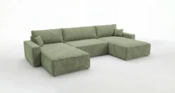 Designer Sofa Vienna U mit Schlaffunktion und Stauraum in Cord