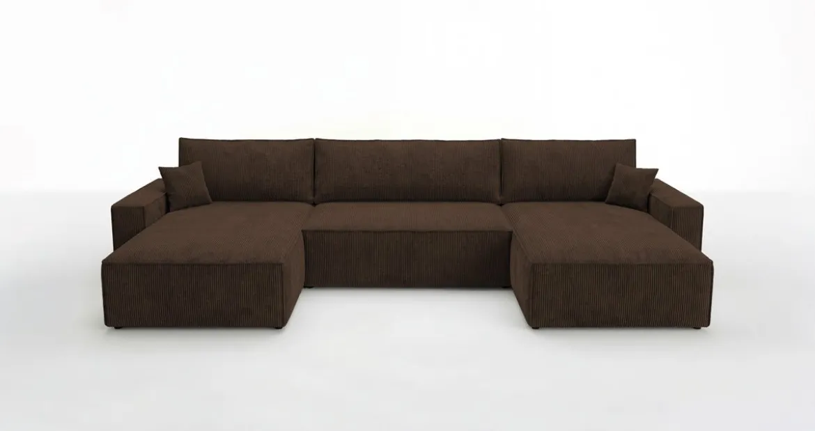 Designer Sofa Vienna U mit Schlaffunktion und Stauraum in Cord
